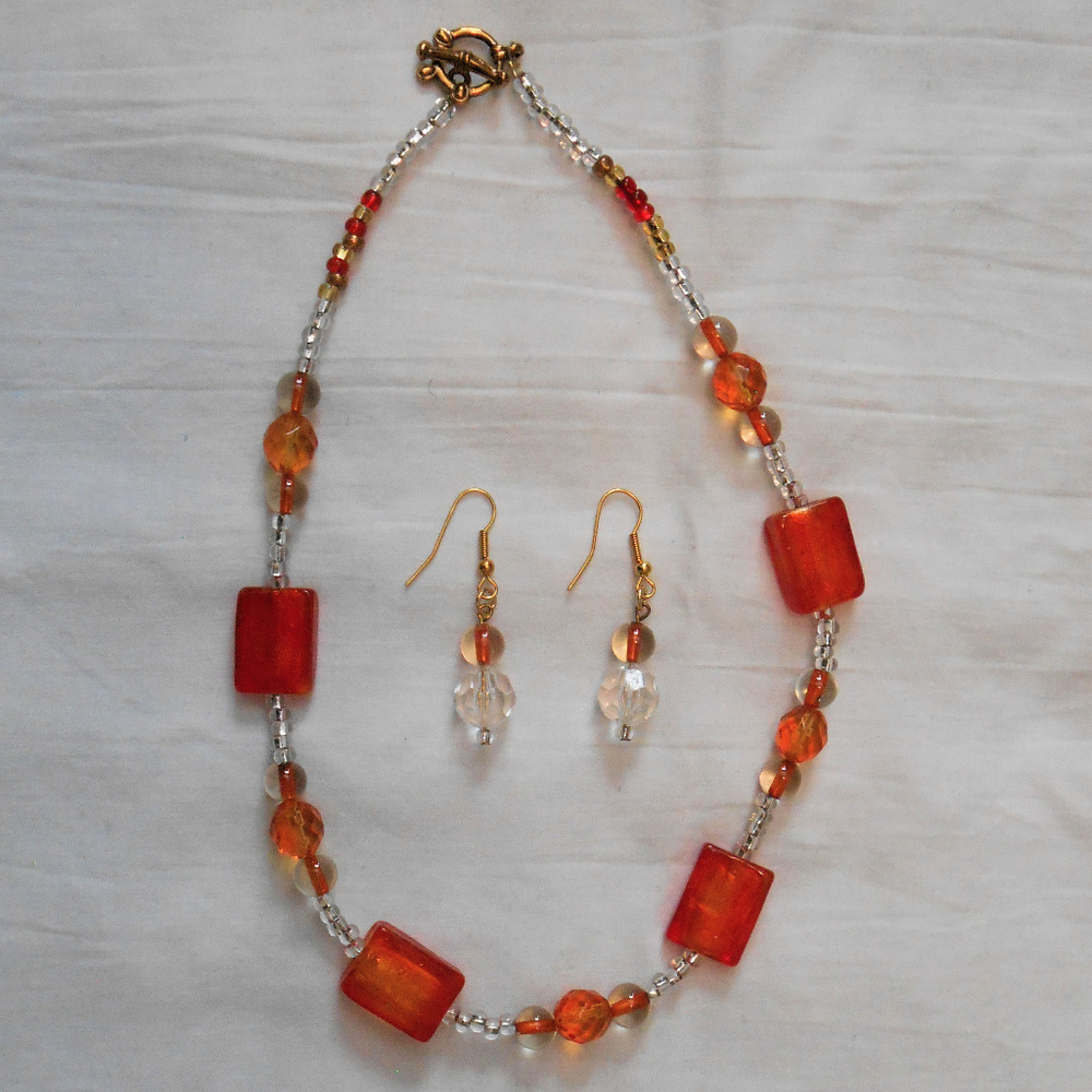 18" beaded necklace with earrings